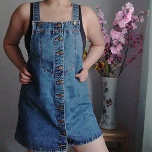 Zara Denim Button Down Overall Dress